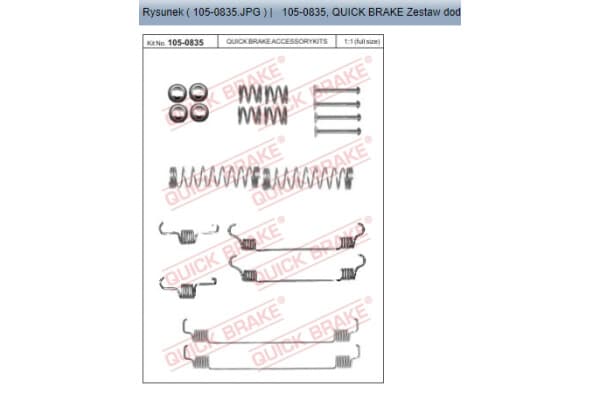 QUICK BRAKE QB105-0835 - QUICK BRAKE SPRĘŻYNY SZCZĘK HAMULCOWYCH CITROEN C2/C3/C4/DS3 02-